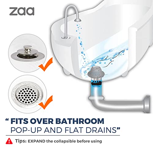 zaa Bathtub Drain Hair Catcher, 2 Pack Silicone Collapsible Drain Protector for Pop-Up and Regular Drains of Bathtub, Tub, Shower, Bathroom - Image 7