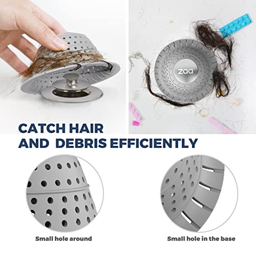 zaa Bathtub Drain Hair Catcher, 2 Pack Silicone Collapsible Drain Protector for Pop-Up and Regular Drains of Bathtub, Tub, Shower, Bathroom - Image 5