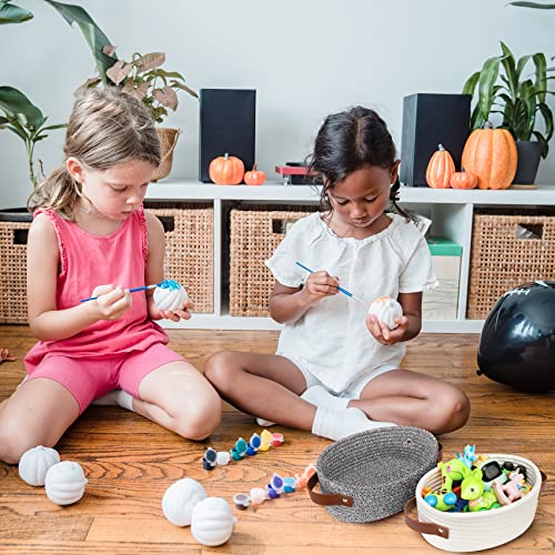 ABenkle Small Woven Basket, Mini Cotton Rope Storage Basket, Tiny White Basket, Shelf Basket, Oval Decorative Toy Dog Cat Basket for Nursery, Kids Room, Empty Gift Basket Baby Basket, 10" x 6" x 4" XS - Image 3