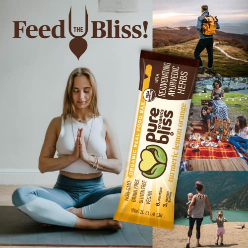 Organic Real Food Bars (Turmeric Lemon Orange) Grain Free - Paleo Friendly - Non-GMO, Gluten Free, Vegan, Nutrition Bars, Super Food Energy Bars, Ayurvedic & Adaptogen Herb Blend, Healthy Snack, Breakfast Bars, Dairy Free, Soy Free, Pure Bliss Organics (1 - Image 3