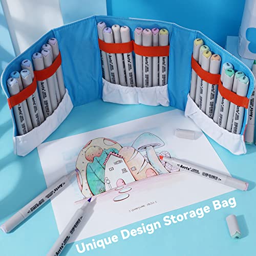 Arrtx Alcohol Markers 24 Fresh Colors Brush Marker and Chisel Marker for Artists Coloring, Dual Tip Alcohol-based Ink, Permanent Art Marker Pen for Artist Adult Kids Drawing Calligraphy Illustration - Image 4