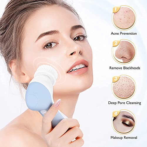 Facial Cleansing Brush Face Scrubber: COSLUS 7in1 JBK-D Electric Exfoliating Spin Cleanser Device Waterproof Deep Cleaning Exfoliation Rotating Spa Machine - Electronic Acne Skin Wash Spinning System - Image 3