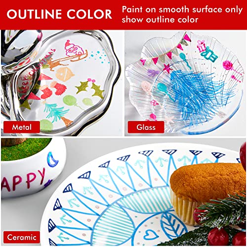 Shuttle Art 28 Pack Double Line Outline Markers, 14 Silver and 14 Gold Colors Squiggles Shimmer Markers Set, Self Outline Metallic Marker Pens for Drawing, Christmas Greeting Card, DIY Crafts - Image 6