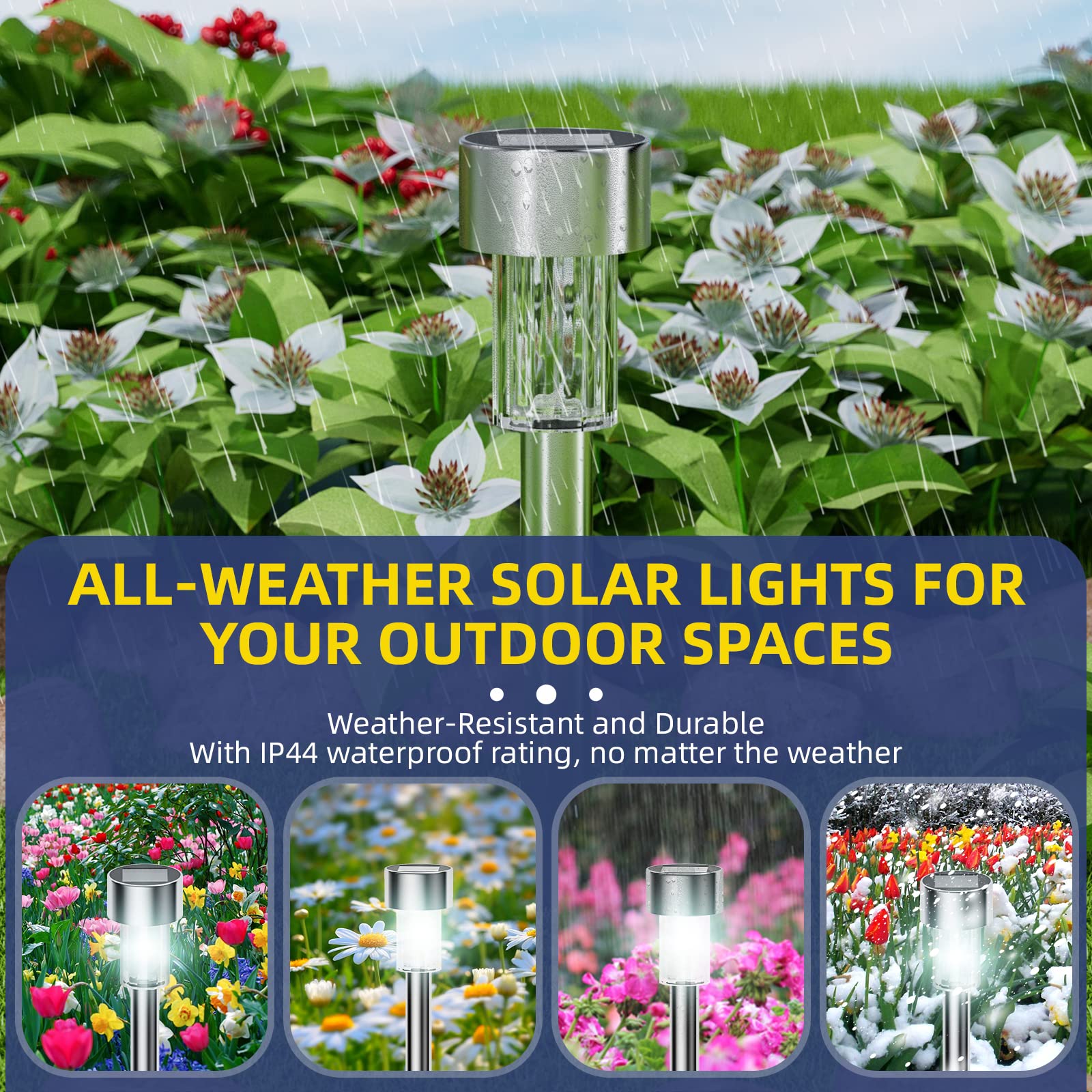 Cvosua Solar Outdoor Lights 12 Pack, Waterproof Outdoor Lights, Solar Garden Lights, Solar Powered Landscape Lighting for Pathway, Patio, Yard, Lawn, Walkway, Deck and Driveway - Image 3
